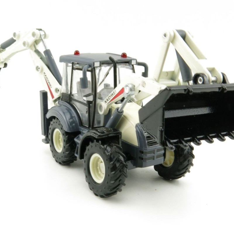 KDW - Kaidiwei White Backhoe Loader Scale 1:50