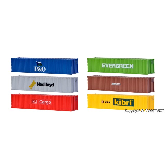 Kibri 10922 - 40 ft Sea Containers 6 pieces Model Kit - Scale 1:87