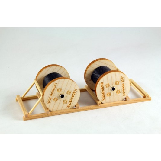 Ladegueter Bauer 01051 - 2x Cable Drums on Transport Frame - Scale 1:50