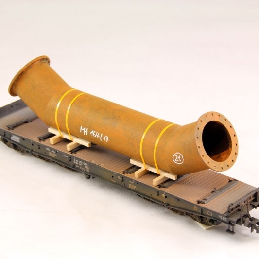 Ladegueter Bauer H01308 - Double Bend Flange Pipe on Transport Frame - Scale 1:87 1:50