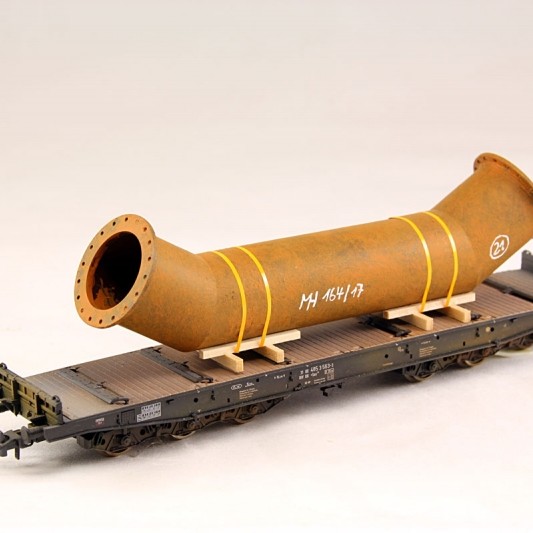 Ladegueter Bauer H01308 - Double Bend Flange Pipe on Transport Frame - Scale 1:87 1:50