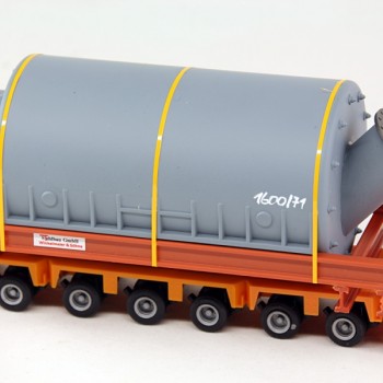 Ladegueter Bauer LKW1061 - Grey Tank with Transport Frame - Scale 1:50