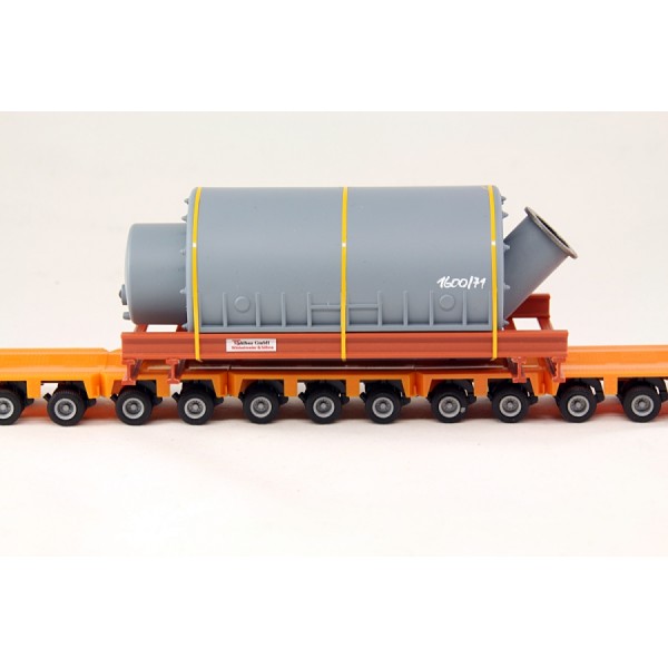 Ladegueter Bauer LKW1061 - Grey Tank with Transport Frame - Scale 1:50