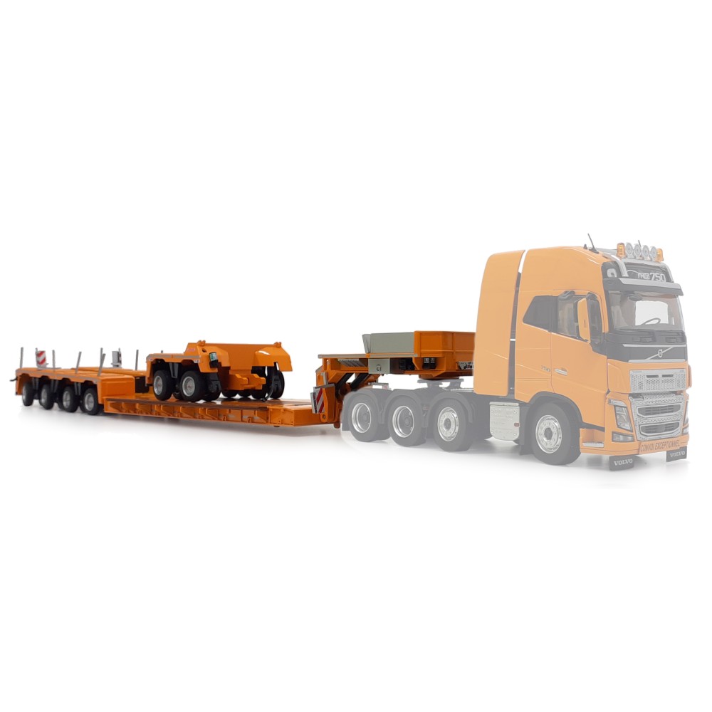 Marge Models 2011-03 - Yellow Nooteboom EURO-PX 2+4 Low Loader Trailer with Interdolly - Scale 1:32