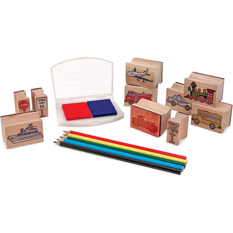 Melissa & Doug - Wooden Vehicle Stamp Set