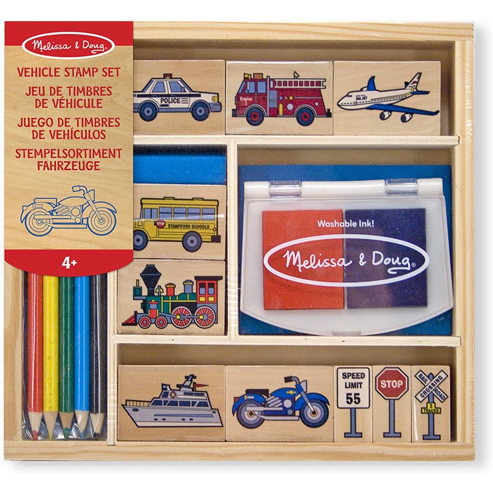 Melissa & Doug - Wooden Vehicle Stamp Set