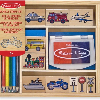 Melissa & Doug - Wooden Vehicle Stamp Set