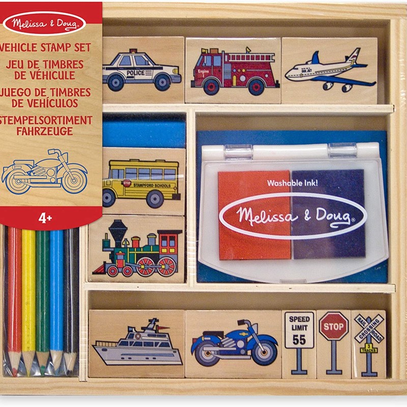 Melissa & Doug - Wooden Vehicle Stamp Set