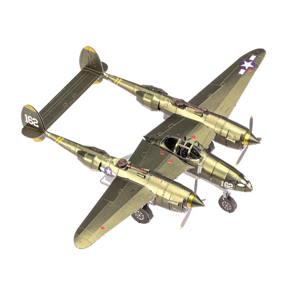 Metal Earth 3D ICONX Laser Cut DIY Model KIT - Lockheed Martin P-38 Lighting Fighter Bomber Plane WW II - Scale 1:79