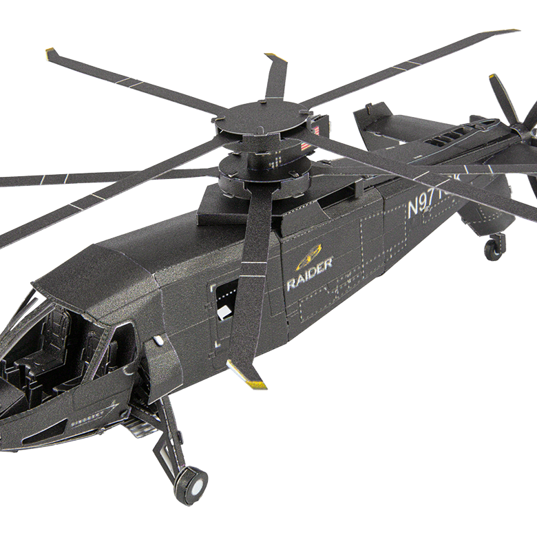 Metal Earth 3D Laser Cut Model Construction Kit Sikorsky S-97 Raider Military Helicopter - Scale 1:88