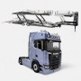 NZG 1026/26 - Scania V8 730S 4x2 Prime Mover White with Greif Logo and Lohr Car Transporter Fictionblue - Scale 1:18