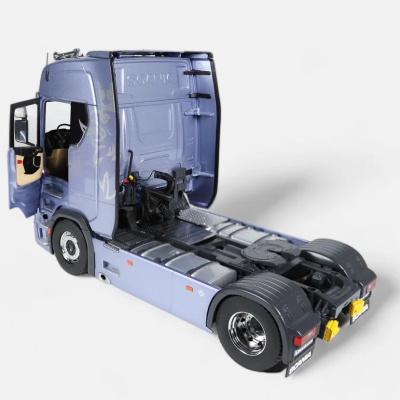 NZG 1026/26 - Scania V8 730S 4x2 Prime Mover White with Greif Logo and Lohr Car Transporter Fictionblue - Scale 1:18