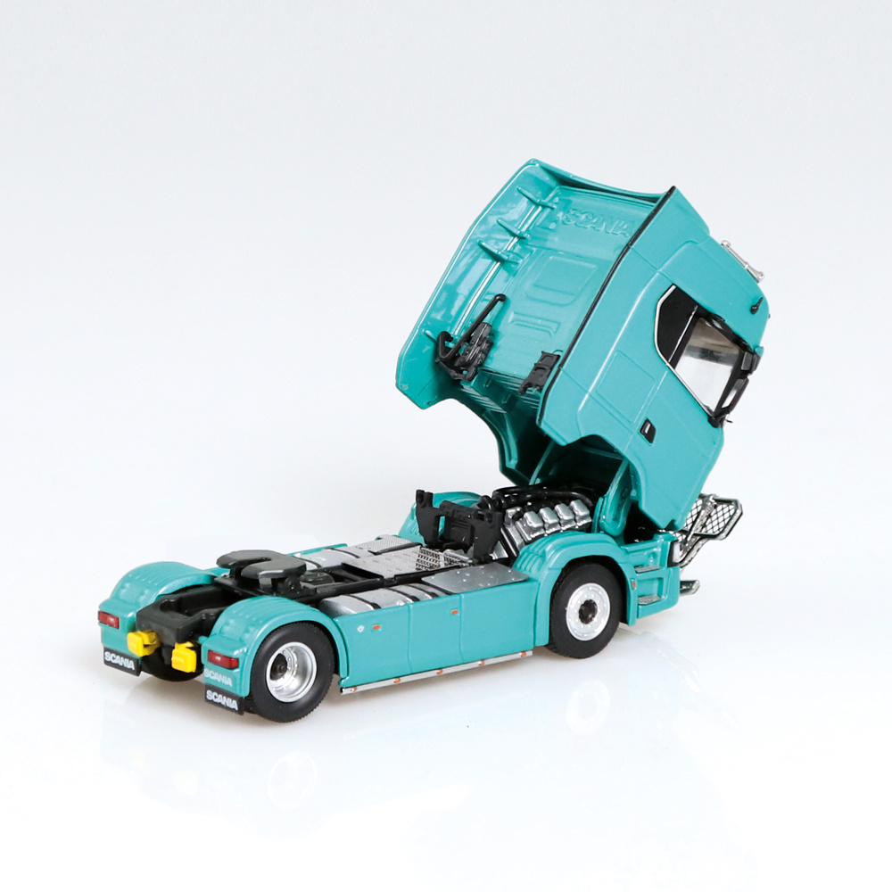 NZG 1065/30 Scania V8 730S 4x2 Truck with Race Car Transporter Green New 2023 - Scale 1:64