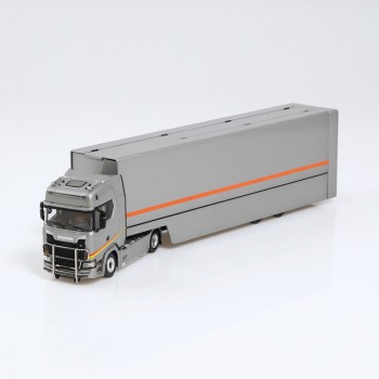 NZG 1065/55 Scania V8 730S 4x2 Truck with Race Car Transporter Grey Metallic New 2023 - Scale 1:64