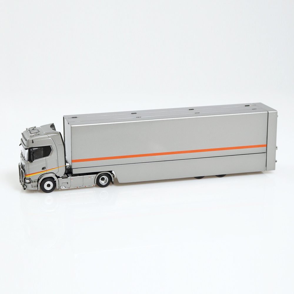 NZG 1065/55 Scania V8 730S 4x2 Truck with Race Car Transporter Grey Metallic New 2023 - Scale 1:64
