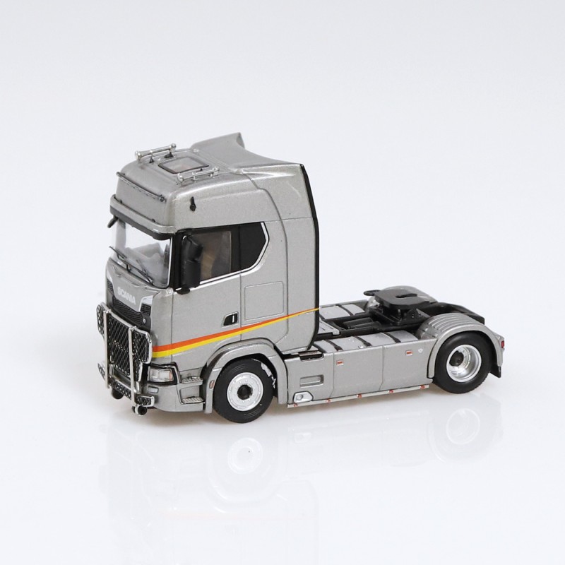 NZG 1065/55 Scania V8 730S 4x2 Truck with Race Car Transporter Grey Metallic New 2023 - Scale 1:64