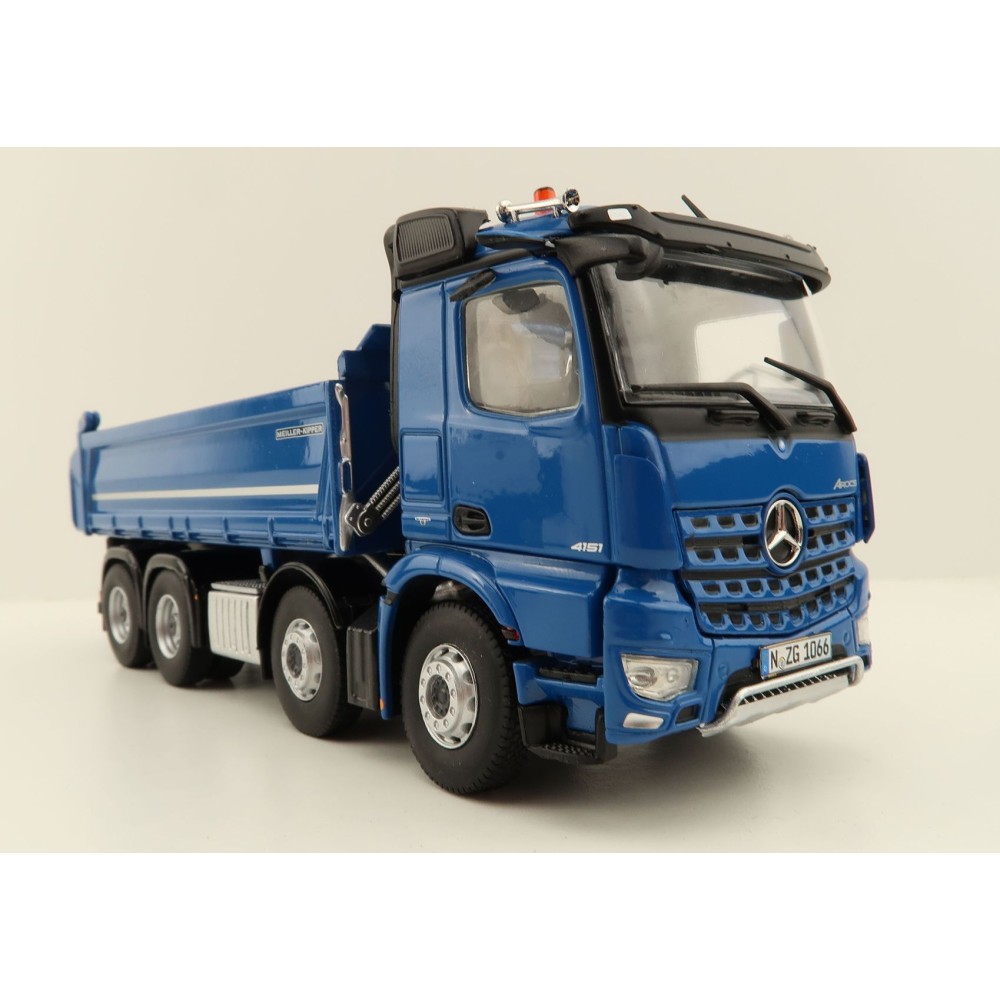 NZG 1066/02 Mercedes Benz AROCS 8x4 Meiller Dump Truck Blue - Scale 1:50