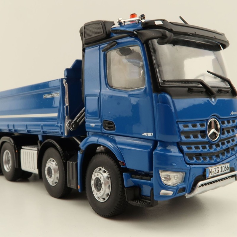 NZG 1066/02 Mercedes Benz AROCS 8x4 Meiller Dump Truck Blue - Scale 1:50