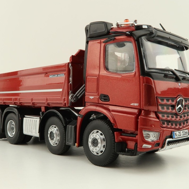 NZG 1066/10 Mercedes Benz AROCS 8x4 Meiller Dump Truck Red Metallic - Scale 1:50