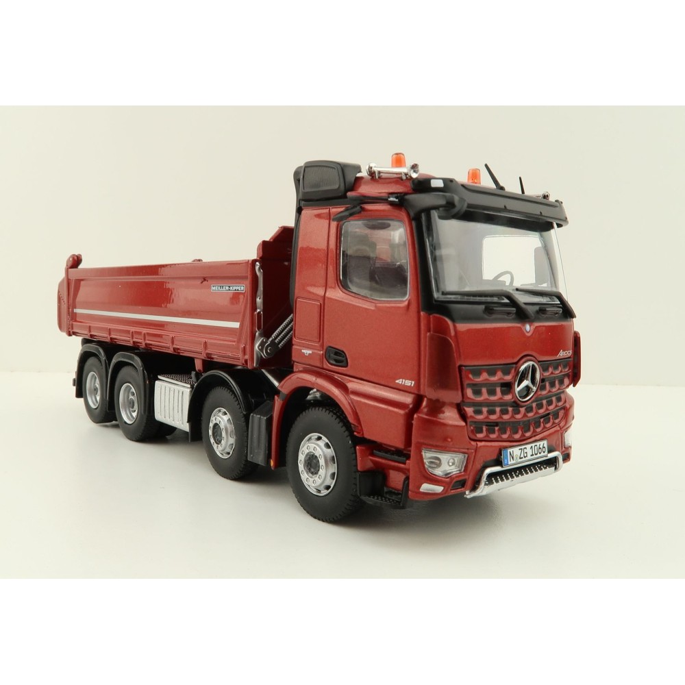 NZG 1066/10 Mercedes Benz AROCS 8x4 Meiller Dump Truck Red Metallic - Scale 1:50
