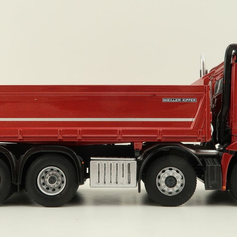 NZG 1066/10 Mercedes Benz AROCS 8x4 Meiller Dump Truck Red Metallic - Scale 1:50