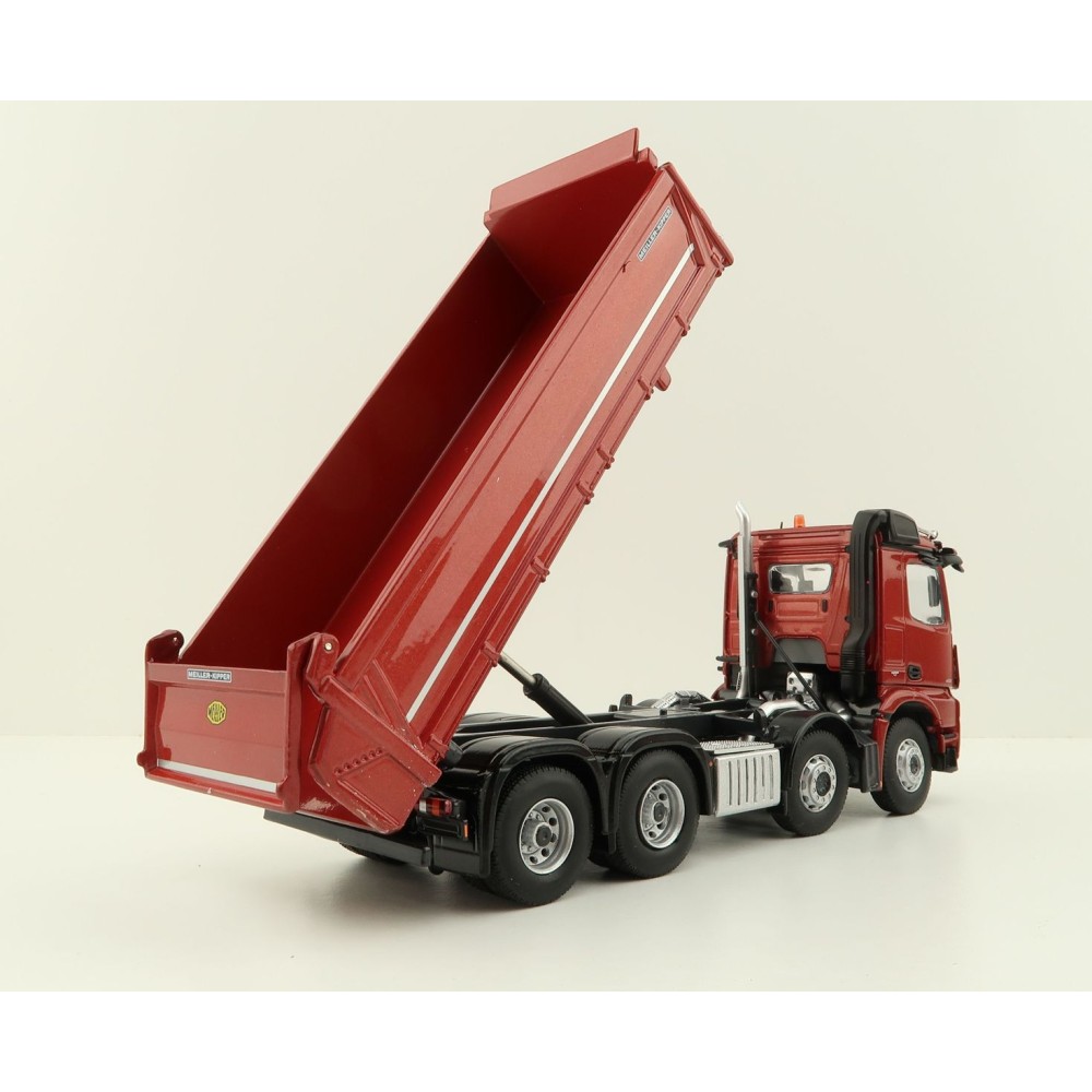 NZG 1066/10 Mercedes Benz AROCS 8x4 Meiller Dump Truck Red Metallic - Scale 1:50