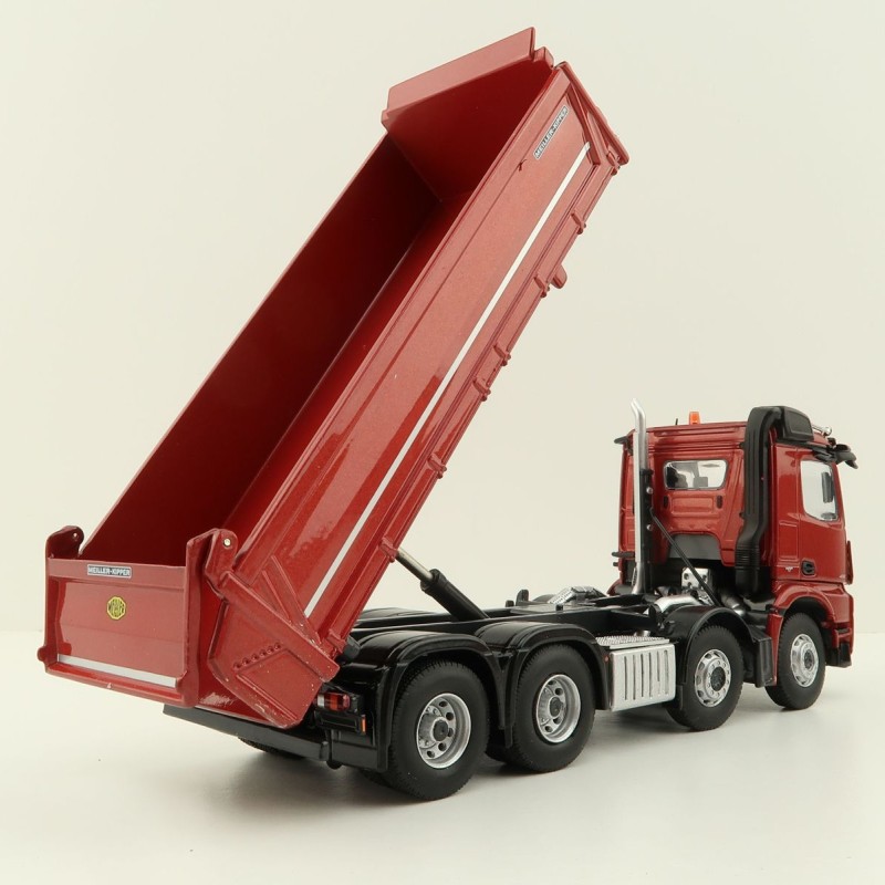 NZG 1066/10 Mercedes Benz AROCS 8x4 Meiller Dump Truck Red Metallic - Scale 1:50