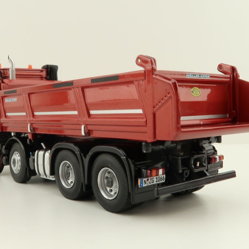 NZG 1066/10 Mercedes Benz AROCS 8x4 Meiller Dump Truck Red Metallic - Scale 1:50
