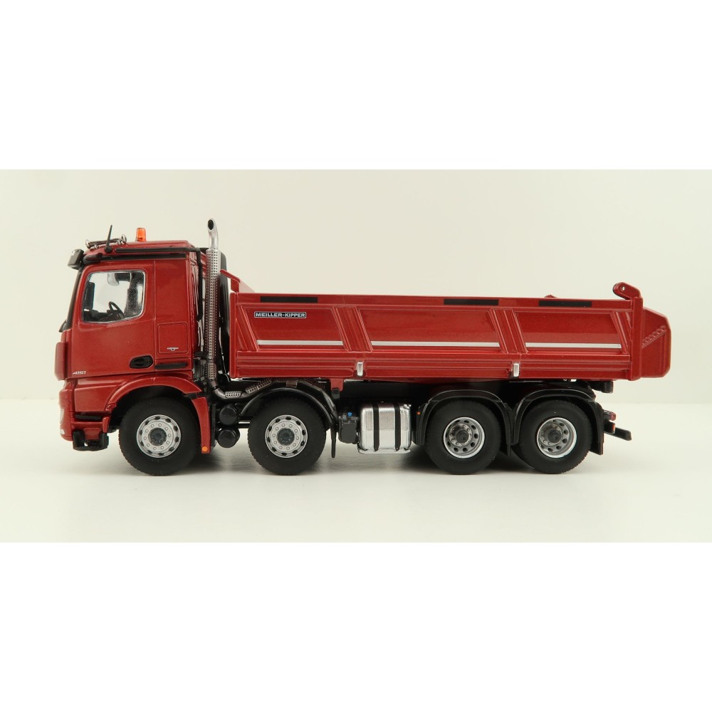 NZG 1066/10 Mercedes Benz AROCS 8x4 Meiller Dump Truck Red Metallic - Scale 1:50