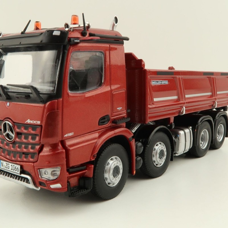 NZG 1066/10 Mercedes Benz AROCS 8x4 Meiller Dump Truck Red Metallic - Scale 1:50