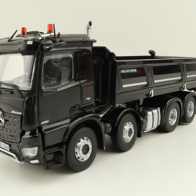 NZG 1066/50 Mercedes Benz AROCS 8x4 Meiller Dump Truck Black - Scale 1:50