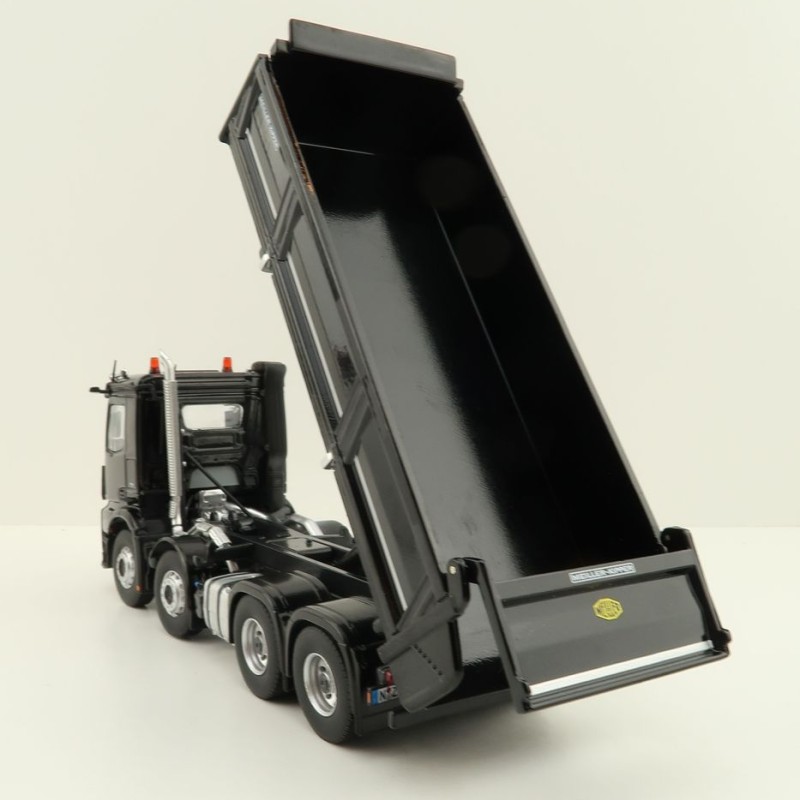 NZG 1066/50 Mercedes Benz AROCS 8x4 Meiller Dump Truck Black - Scale 1:50