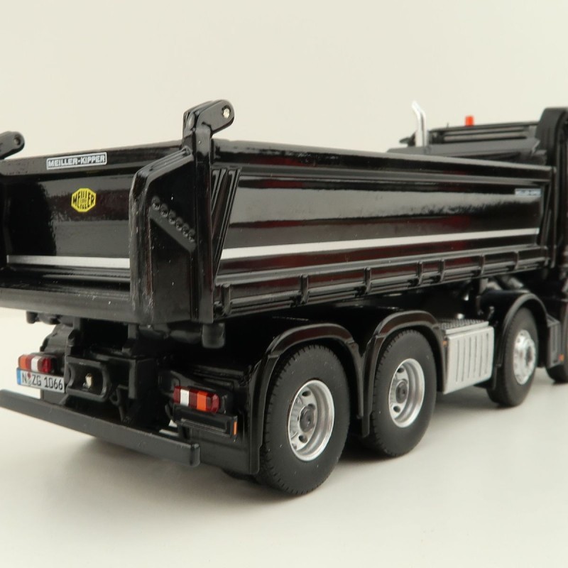 NZG 1066/50 Mercedes Benz AROCS 8x4 Meiller Dump Truck Black - Scale 1:50