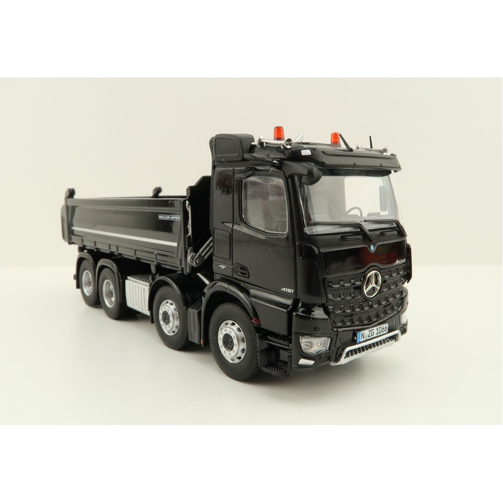 NZG 1066/50 Mercedes Benz AROCS 8x4 Meiller Dump Truck Black - Scale 1:50