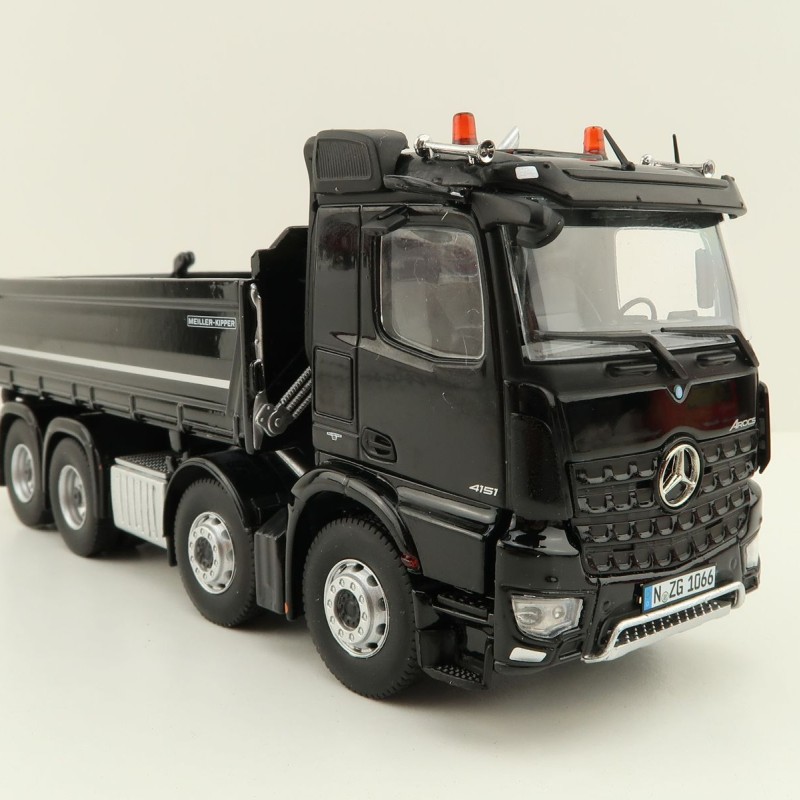 NZG 1066/50 Mercedes Benz AROCS 8x4 Meiller Dump Truck Black - Scale 1:50