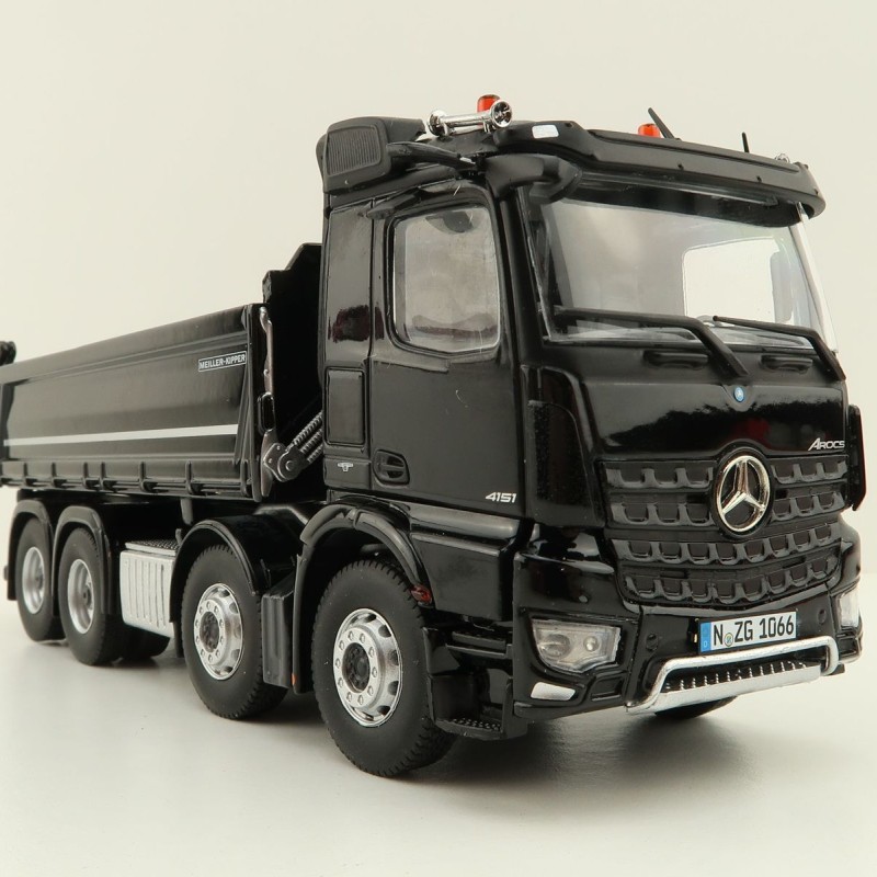 NZG 1066/50 Mercedes Benz AROCS 8x4 Meiller Dump Truck Black - Scale 1:50