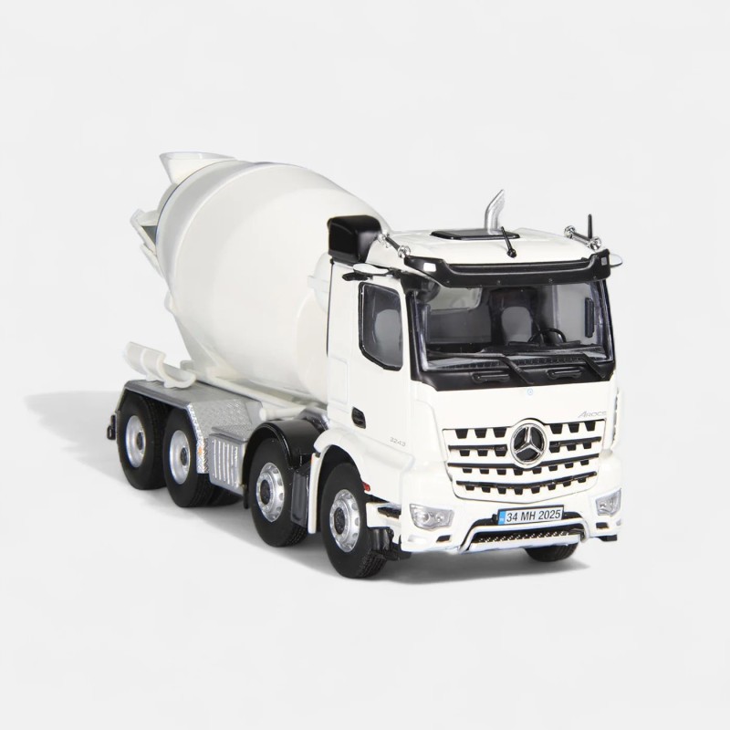 NZG 993 Mercedes-Benz Arocs 8x4 Truck with Cement Concrete Mixer White - Scale 1:50