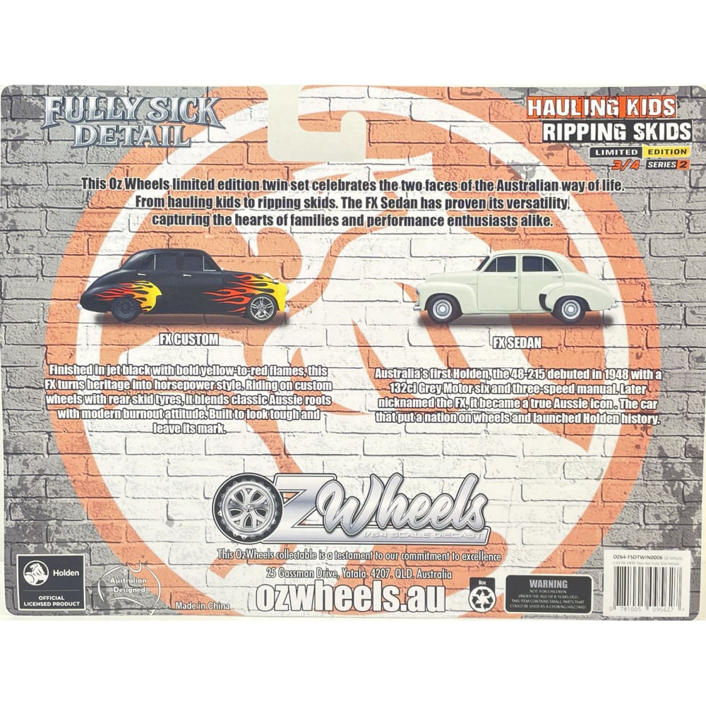 OZ Wheels - Holden FX Custom and Sedan Twin Pack - Fully Sick Detail Diecast Haulin Kids Rippin Skids - 1:64 
