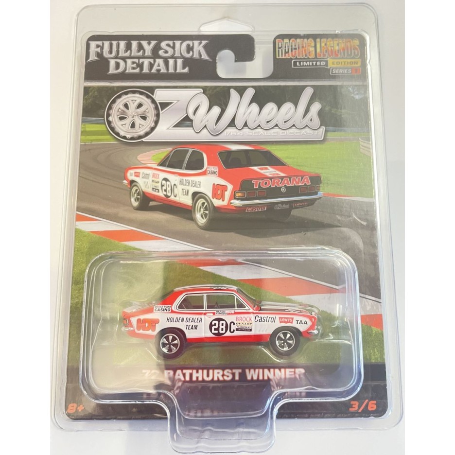 Oz Wheels - Holden LJ GTR-XU1 Torana No 28C Peter Brock 72 Bathurst Winner Racing Legends Fully Sick Detail Series 1 No 3 - Scale 1:64  