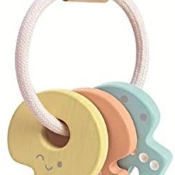 Plan Toys 5251 - Wooden Baby Key Rattle Pastel