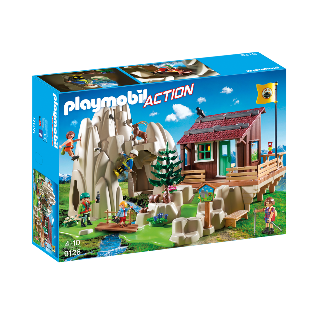 Playmobil 9126 - Rock Mountain Climbers with Cabin - Action