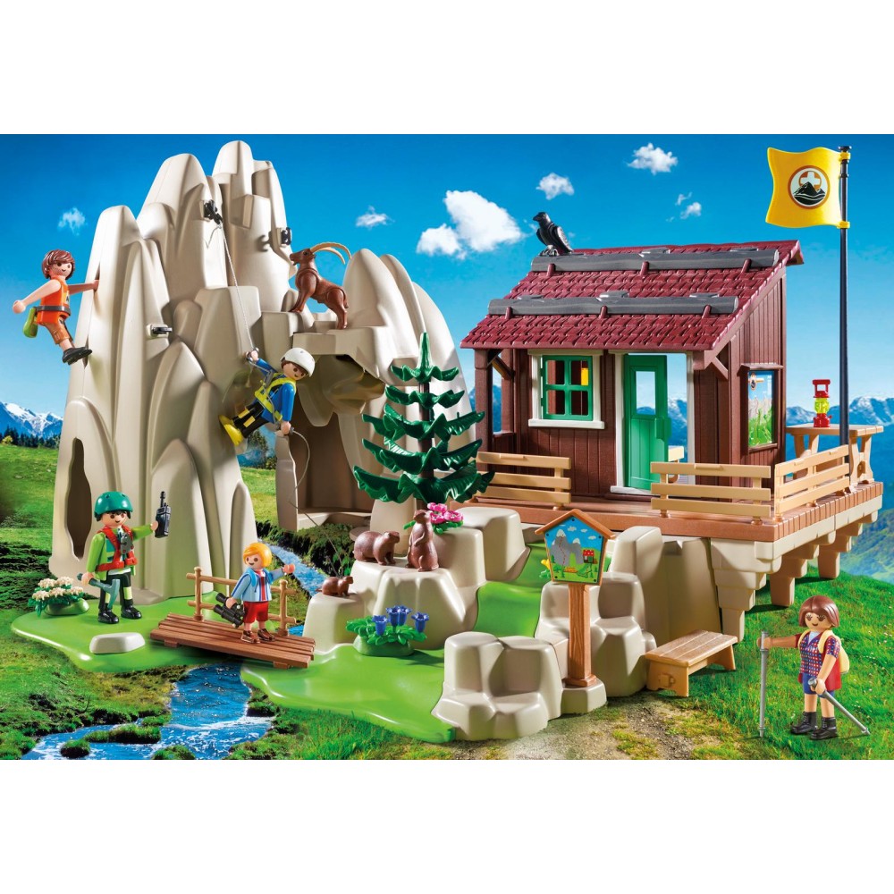 Playmobil 9126 - Rock Mountain Climbers with Cabin - Action