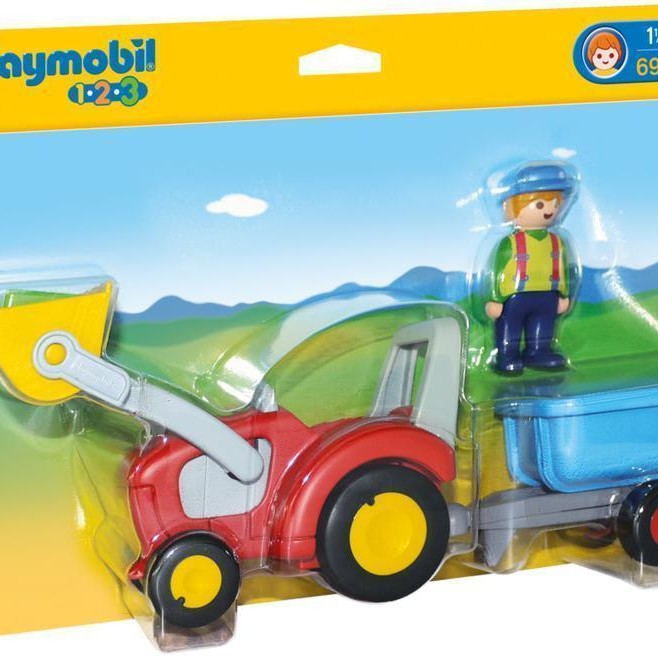 Playmobil 6964 - Farm Tractor With Trailer - Playmobil 1.2.3