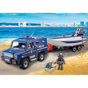 Playmobil 5187 - Police Truck with Speed Boat
