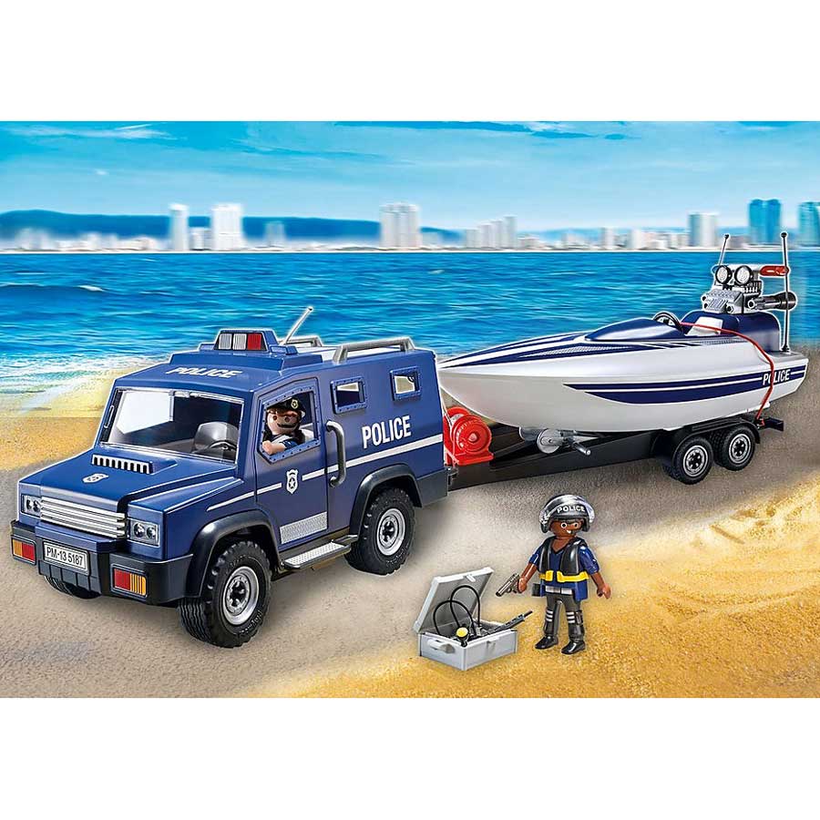 Playmobil 5187 - Police Truck with Speed Boat