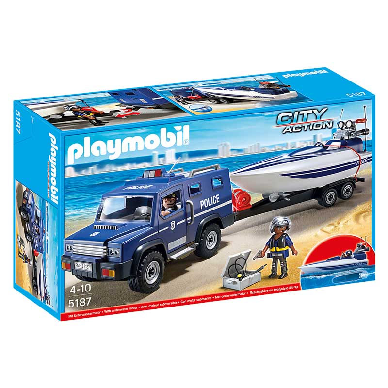 Playmobil 5187 - Police Truck with Speed Boat
