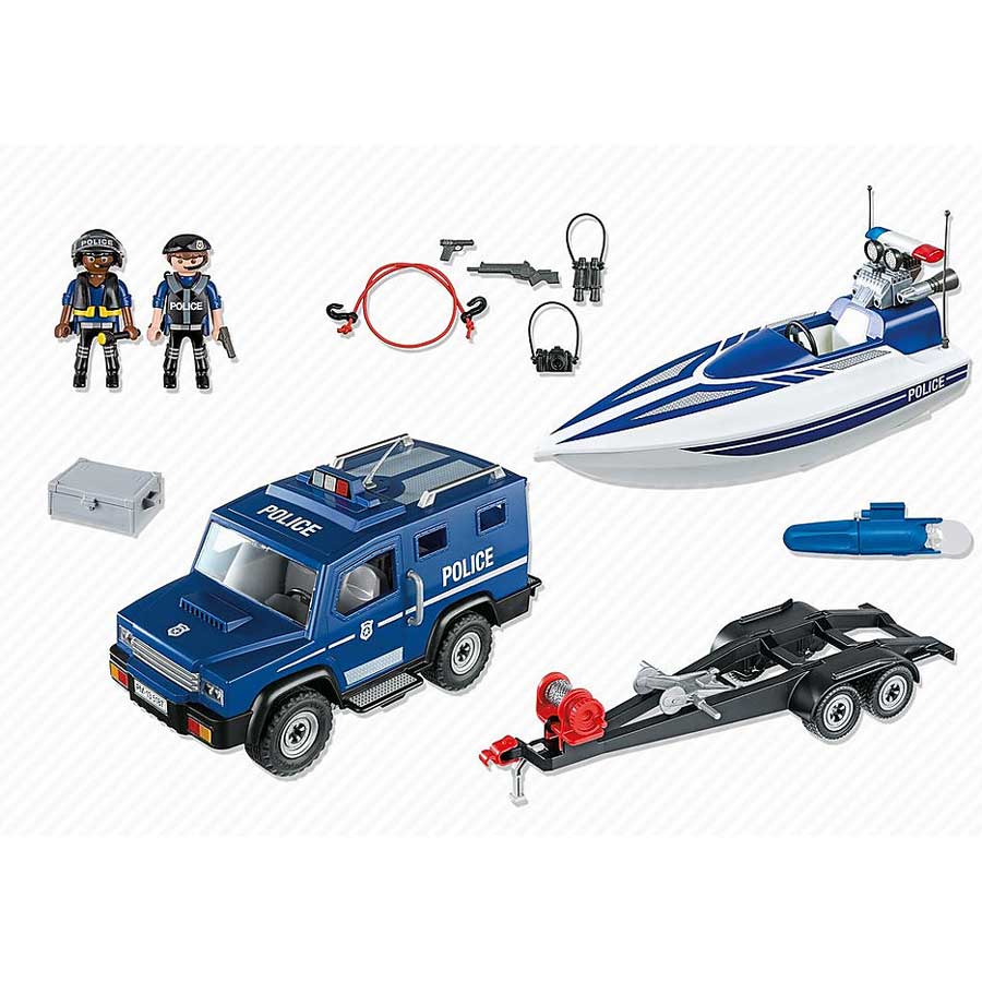 Playmobil 5187 - Police Truck with Speed Boat