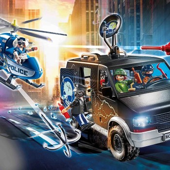 Playmobil 70575 - Helicopter Pursuit with Runaway Van