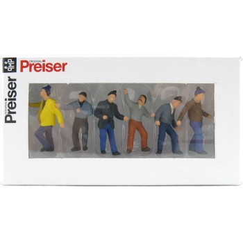 Preiser 68211 Set of 6 Construction Worker Figurines Scale 1:50 