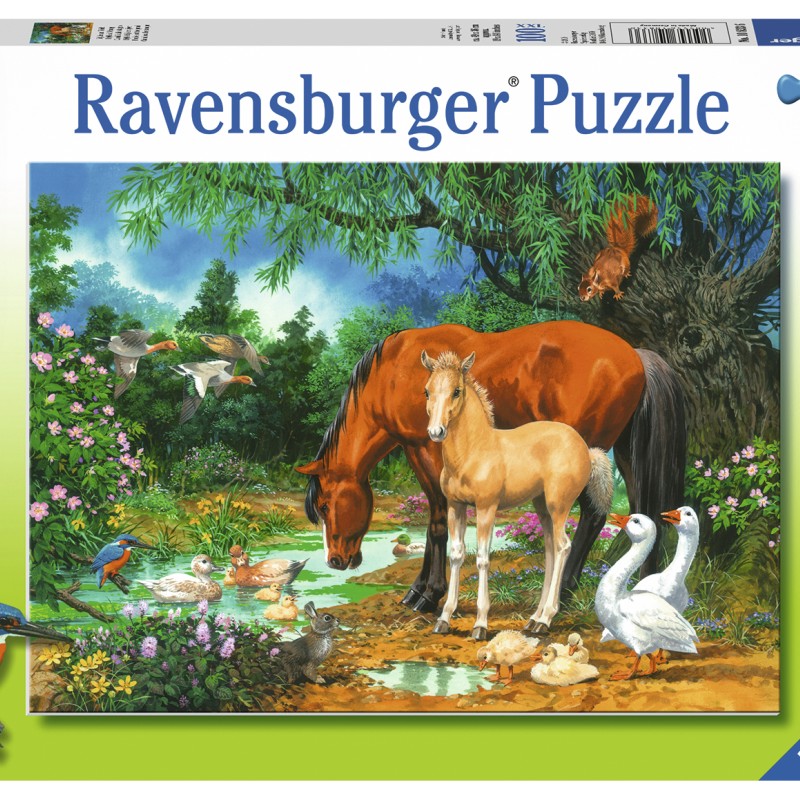 Ravensburger - Ponies at the Pond Puzzle - 100 pieces 